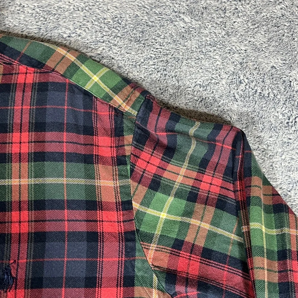Ralph Lauren Mens Classic Fit Plaid Button‎ Down Shirt Red Green Blue Medium